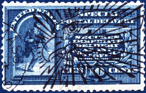 special delivery stamp with eagle and thunderbolt cancel.